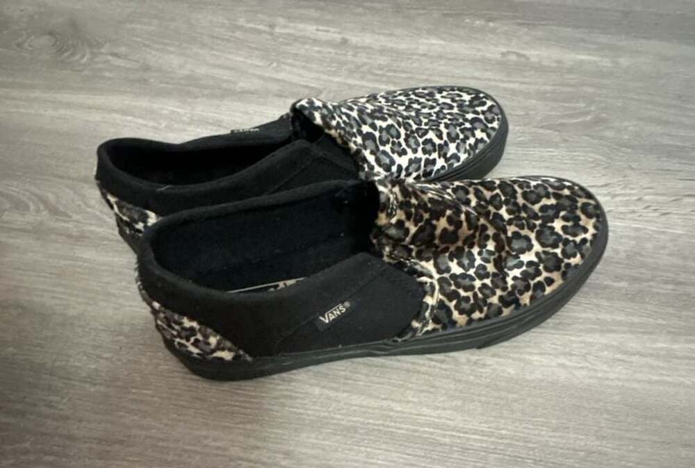 Vans Asher Slip On Leopard Black Shoes - Picture 4 of 5